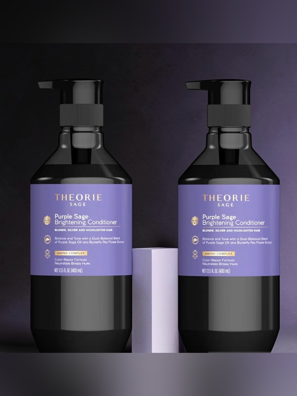 2 THEORIE Purple Sage Brightening Conditioners Eliminates Brassiness